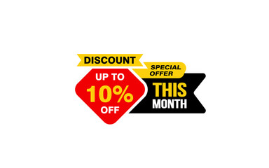 10 Percent THIS MONTH offer, clearance, promotion banner layout with sticker style. 
