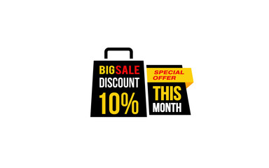 10 Percent THIS MONTH offer, clearance, promotion banner layout with sticker style. 
