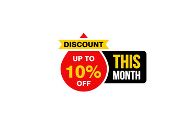 10 Percent THIS MONTH offer, clearance, promotion banner layout with sticker style. 
