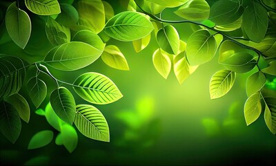 Natural green leaves plants, spring background, environment ecology, greenery wallpaper, generative AI