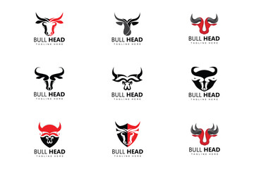 Bull Head Logo, Farm Animal Vector, Livestock Illustration, Company Brand Icon