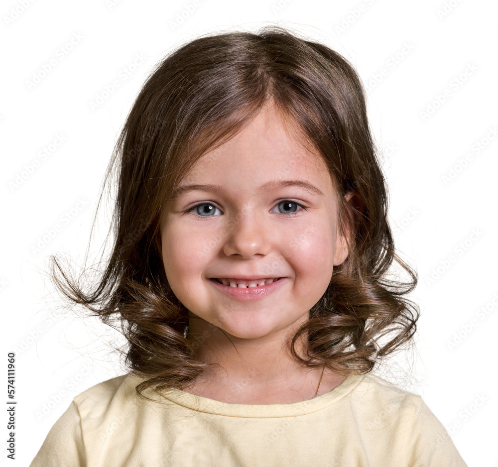 Poster happy little girl looking at camera