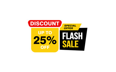 25 Percent FLASH SALE offer, clearance, promotion banner layout with sticker style. 
