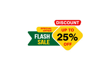 25 Percent FLASH SALE offer, clearance, promotion banner layout with sticker style. 
