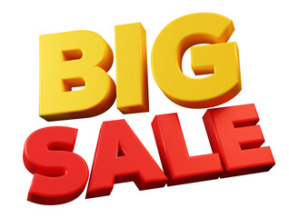 Yellow red big sale icon sign for shopping promotion discount 3d render illustration