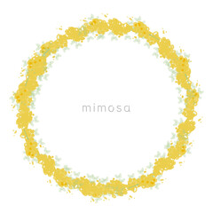 ミモザ（アカシア）のリースのイラスト