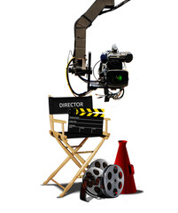 Director seat and movie making equipment. 