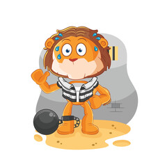 lion criminal in jail. cartoon character