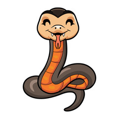 Fototapeta premium Cute golden crowned snake cartoon