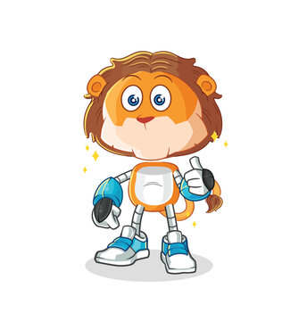 lion robot character. cartoon mascot vector