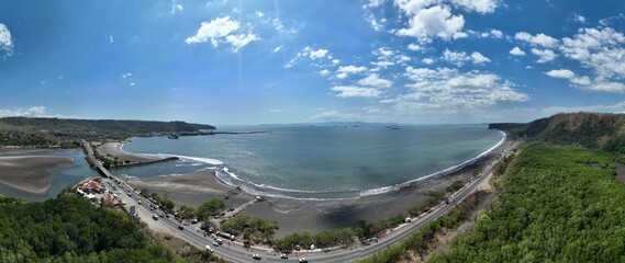 Aerial View of Puerto Caldera in Costa Rica with the Beach