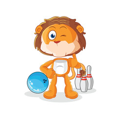 Obraz na płótnie Canvas lion play bowling illustration. character vector
