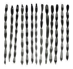 Rippled ink lines. Abstract lines. Ink Passementerie. Border design elements.  Short bold vertical lines. Hand drawn. 