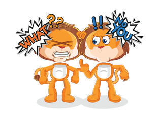Fototapeta premium lion arguing each other cartoon vector
