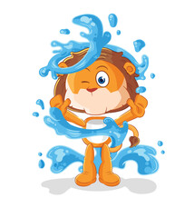 lion fresh with water mascot. cartoon vector