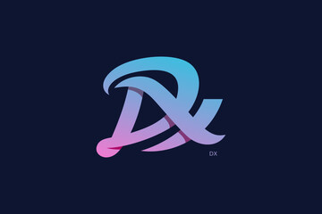 Letter D and X Monogram Logo Design Vector