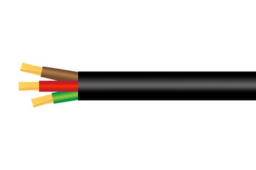 colorful electrical cable three wires. Technology background. Vector illustration.