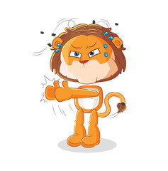 lion swat fly character. cartoon mascot vector