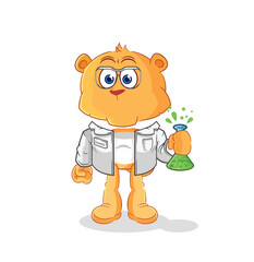 lioness scientist character. cartoon mascot vector