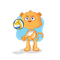 lioness play volleyball mascot. cartoon vector