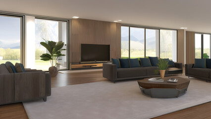 Elegant Mansion Living Room, Generative AI