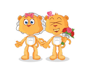 Obraz na płótnie Canvas lioness wedding cartoon. cartoon mascot vector