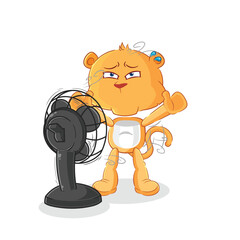 lioness with the fan character. cartoon mascot vector