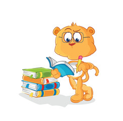 Fototapeta premium lioness studying mascot. cartoon vector