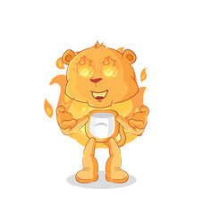 lioness on fire mascot. cartoon vector