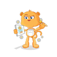 Fototapeta premium lioness traditional painter cartoon character vector