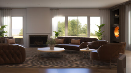 Exquisite Mansion Living Room, Generative AI