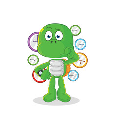 turtle with wristwatch cartoon. cartoon mascot vector