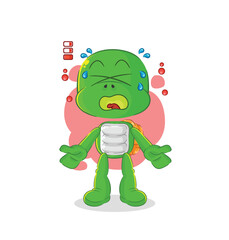 turtle low battery mascot. cartoon vector