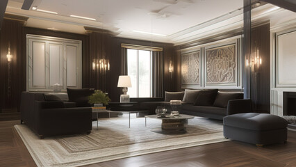 Superb Mansion Living Room, Generative AI