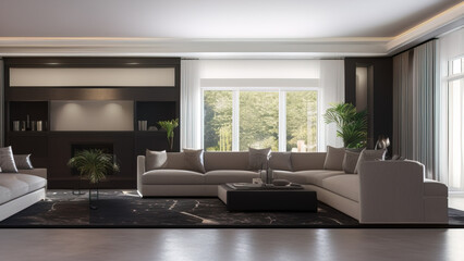 Imposing Mansion Living Room, Generative AI