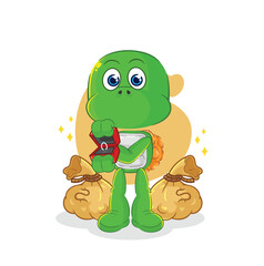 turtle propose with ring. cartoon mascot vector