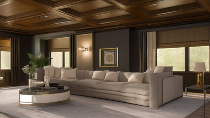 Fototapeta na wymiar Glamorous Living Room in a Mansion, Generative AI