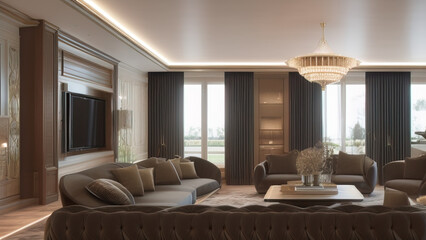 Fototapeta premium Magnificent Living Room in a Mansion, Generative AI