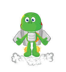 turtle with jetpack mascot. cartoon vector
