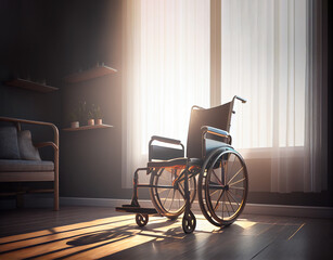 Wheelchair by the window - 574116367