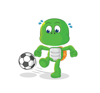 turtle kicking the ball cartoon. cartoon mascot vector