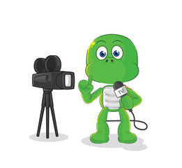 turtle tv reporter cartoon. cartoon mascot vector