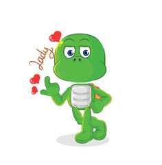 turtle flirting illustration. character vector