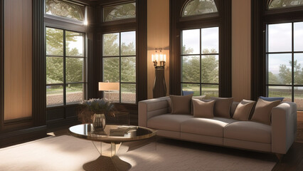 Genteel Mansion Living Room, Generative AI