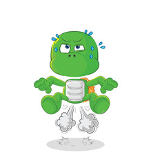 turtle fart jumping illustration. character vector