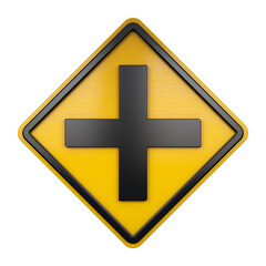 3D illustration of road traffic sign Crossroad