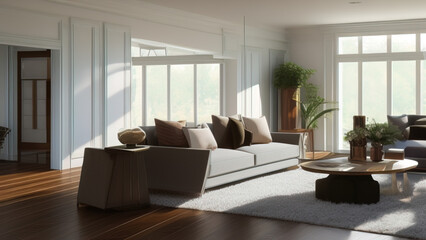Fototapeta premium Well-appointed Mansion Living Room, Generative AI