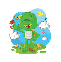 turtle pick flowers in spring. character vector