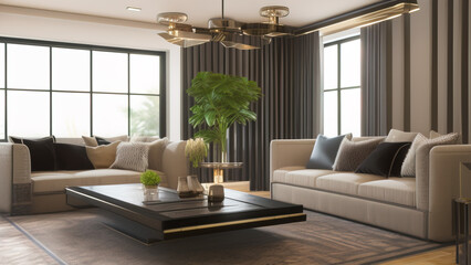 Over-the-top Mansion Living Room, Generative AI