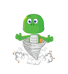 turtle in the tornado cartoon character vector